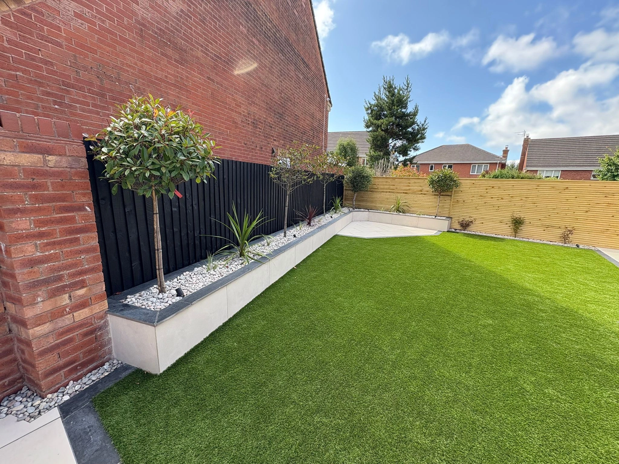 artifical-grass-installed-with-sleepers-garden-makeover-bridgend-south-wales