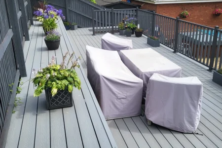 closeup-composite-decking-installed-seating-area-landscaped-garden-south-wales